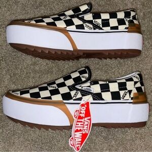 Vans Checkerboard stacked slip on canvas shoes